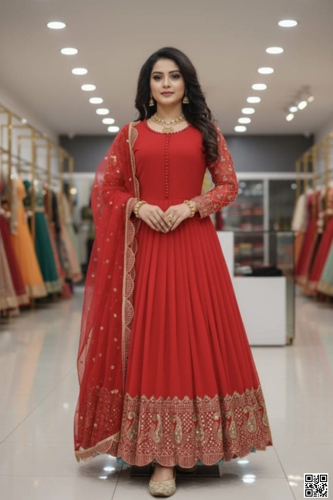 ডিমেড জর্জেট এমব্রয়ডারি পার্টি ড্রেস Product Code: 1292